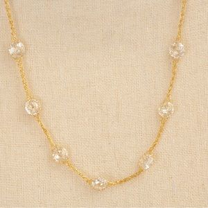 Quiet luxury 14K yellow gold mesh station necklace 30.00 cttw Diamonique quality